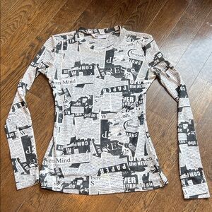 Newspaper Print Long Sleeve Top